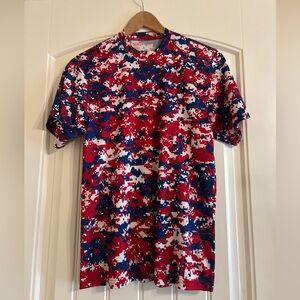 Badger Sport Kids Camo Short Sleeve Tee - Red, Blue, and White